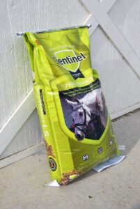 A bag of Sentinel performance horse feed