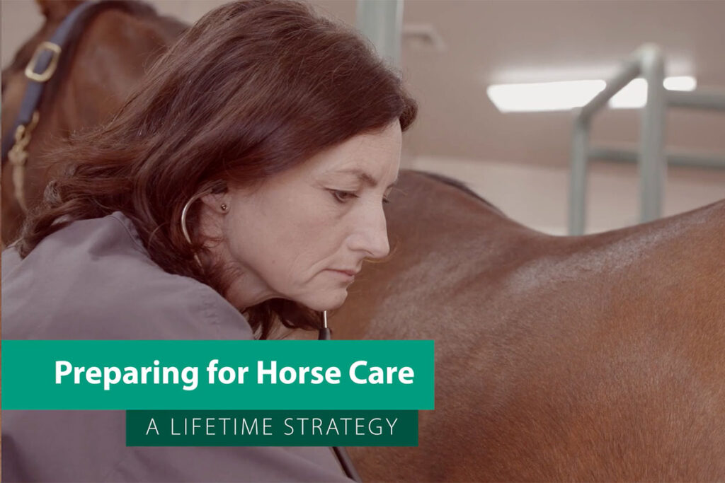 Dr. Wendy Krebs demonstrates what to expect over the course of a horse's lifetime of care in this video about preparing for horse care.